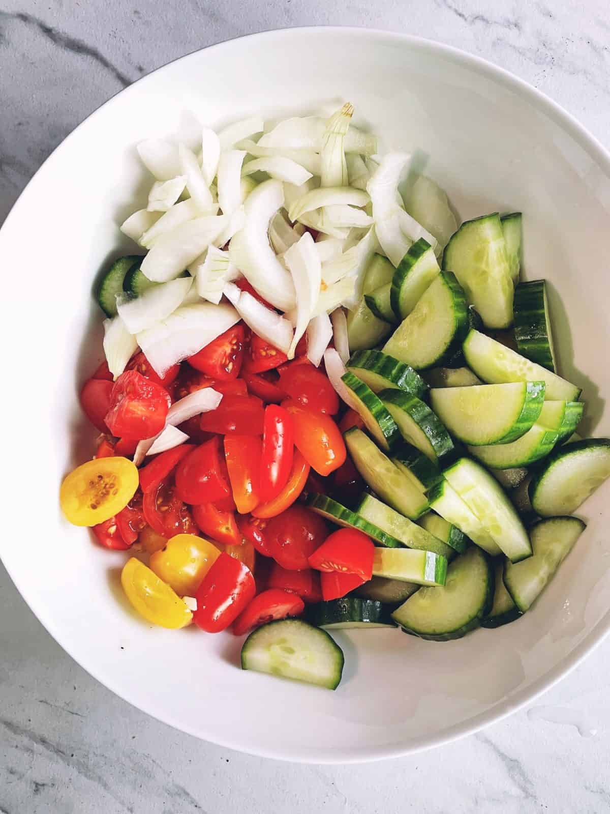 Quick Tomato Basil Cucumber Salad Panera Copycat - Nutriving